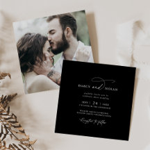 Elegant Charm Photo Mörk Black Wedding-inbjudninga