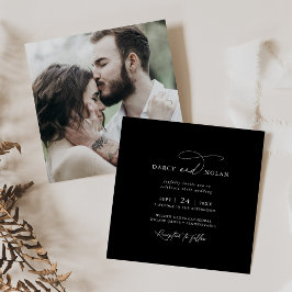 Elegant Charm Photo Mörk Black Wedding-inbjudninga Inbjudningar