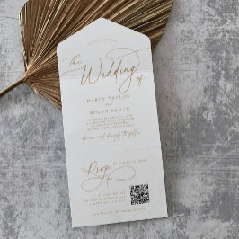 Elegant Charm QR-kod Guld Bröllop