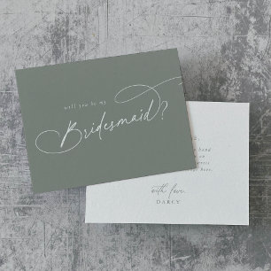 Elegant Charm Sage blir mitt Bridesmaid-kort Inbjudningar