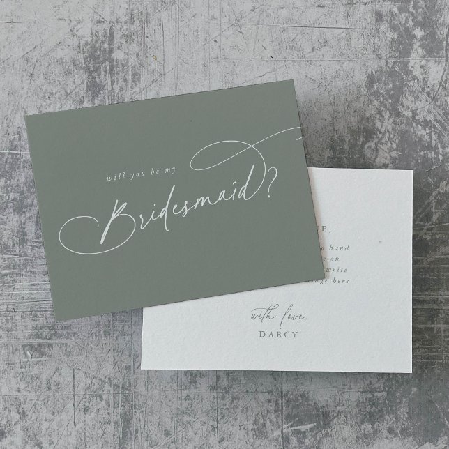 Elegant Charm Sage blir mitt Bridesmaid-kort Inbjudningar (Skapare uppladdad)