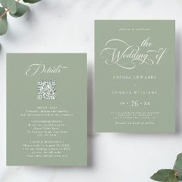 Elegant Charm Script Bröllop all i Grönten One Sag Inbjudningar