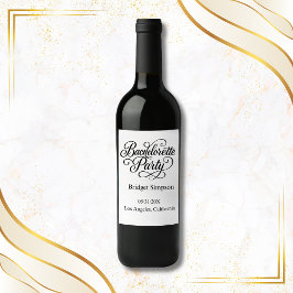 Elegant Charm Timless Bachelorette Party Vinflaska Etikett