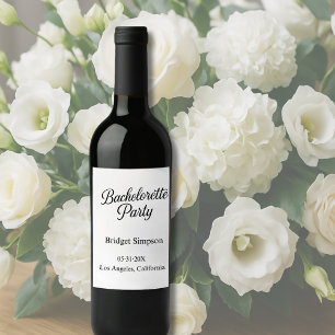 Elegant Charm Timless Bachelorette Party Vinflaska Etikett