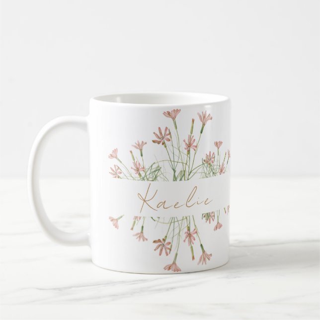 Elegant Charm Vild Flower Bröllop Kaffemugg (Vänster)