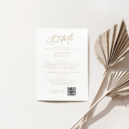 Elegant Charm Vit och Guld Bröllopsdetaljkort Tilläggskort