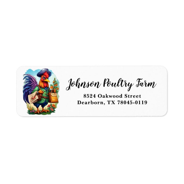 Elegant Charming Cute Tupp Chicken Poultry Farm Returadress Etikett (Framsidan)