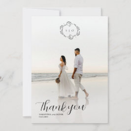 Elegant Charming Simple Photo Thank You Card Spara Datumet