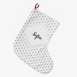 Elegant Charming Vitguld Monogram Stor Julstrumpa