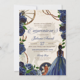 Elegant Charro Blue Ro Western Ranch Quinceanera Inbjudningar