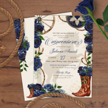 Elegant Charro Blue Ro Westerna Boots Quinceanera