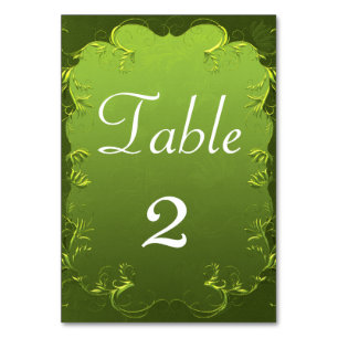 Elegant Chartreuse Blue Wedding Reception Bordsnummer