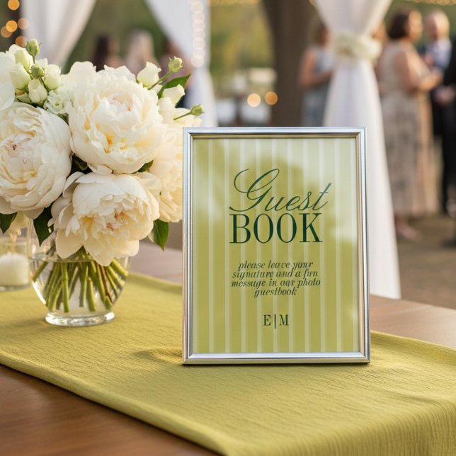 Elegant Chartreuse Bröllop Gästbok Pappersskylt (*AI Generated Mockup Of Elegant Chartreuse Wedding Guest Book Paper Sign
)