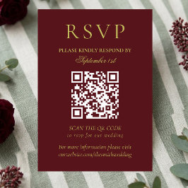 Elegant Chartreuse Burgundy Bröllops QR-kod OSA Kort