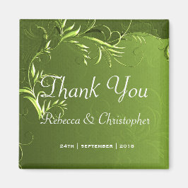 Elegant Chartreuse Grön Bröllop Tack Kort Magnet