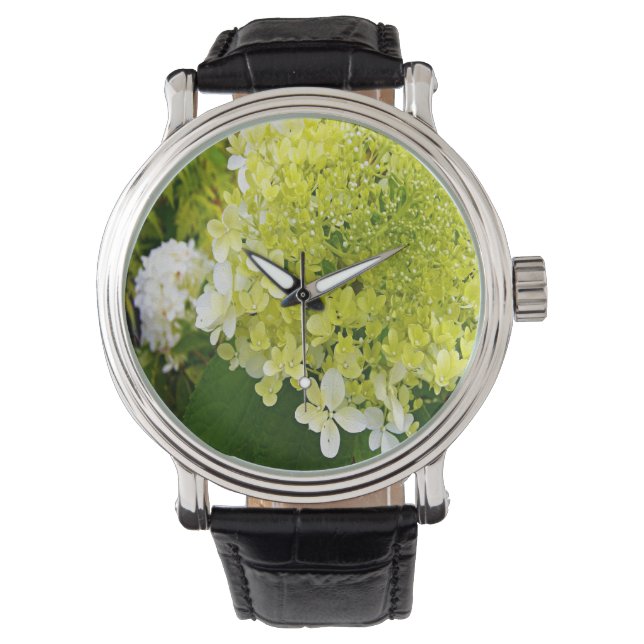 Elegant Chartreuse Grön Limelight Hortensia Armbandsur (Framsida)