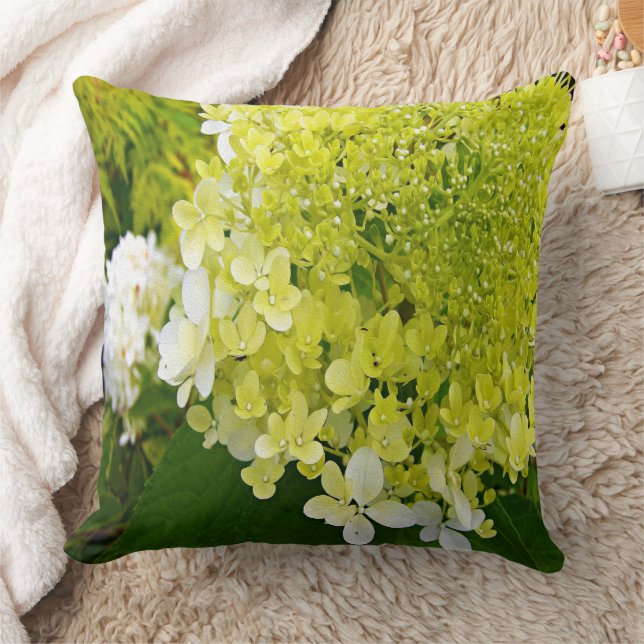 Elegant Chartreuse Grön Limelight Hortensia Kudde (Filt)