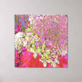 Elegant Chartreuse Grönt, Rosa och Blue Hydrangea Canvastryck