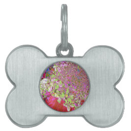 Elegant Chartreuse Grönt, Rosa och Blue Hydrangea ID-bricka Husdjur