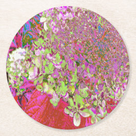 Elegant Chartreuse Grönt, Rosa och Blue Hydrangea Underlägg Papper Rund
