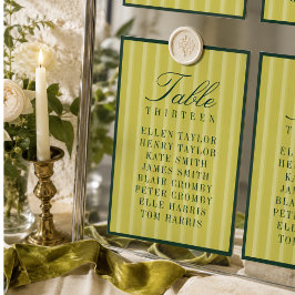 Elegant Chartreuse-randig Bordskarta för Bröllop Bordsnummer