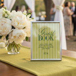 Elegant Chartreuse Wedding Guest Book Paper Sign