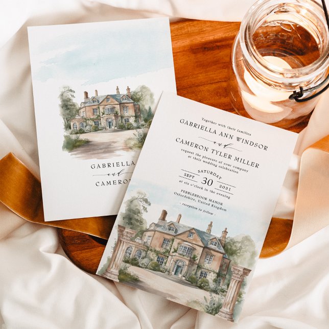 Elegant Chateau English Manor Destination Wedding Inbjudningar (Skapare uppladdad)