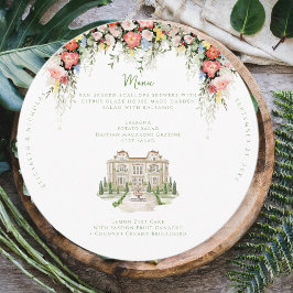Elegant Chateau Floral Wedding Menu Meny