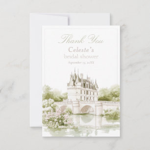 Elegant Chateau Fransk Romantik Bröllopsdusch Tack Kort