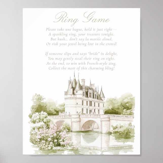 Elegant Chateau French Romance Ring Game Bridal  Poster (Framsidan)