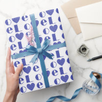 Elegant Checkated Royal Blue Kärlek Hearts Mönster