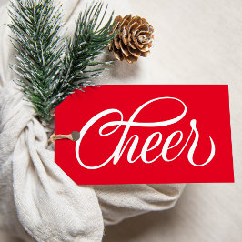Elegant Cheer Red Script-Helgdag Presentetikett