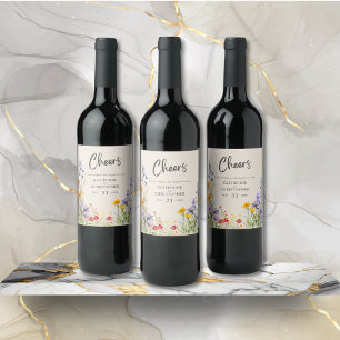 Elegant Cheers Bröllop Vinflaska Etikett
