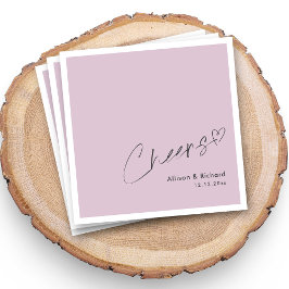 Elegant Cheers Hand Lettering Lilac Bröllop Pappersservett