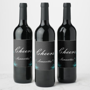 Elegant Cheers Namn Black Vinflaska Etikett