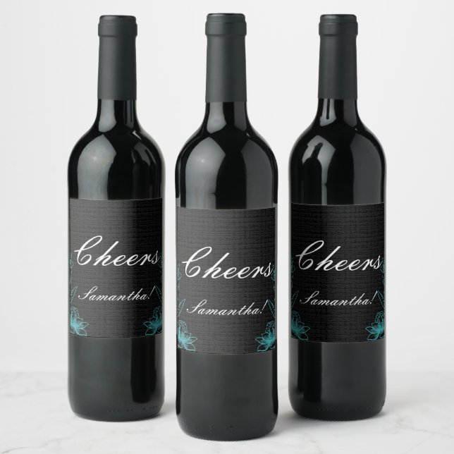 Elegant Cheers Namn Black Vinflaska Etikett (Flaskor)