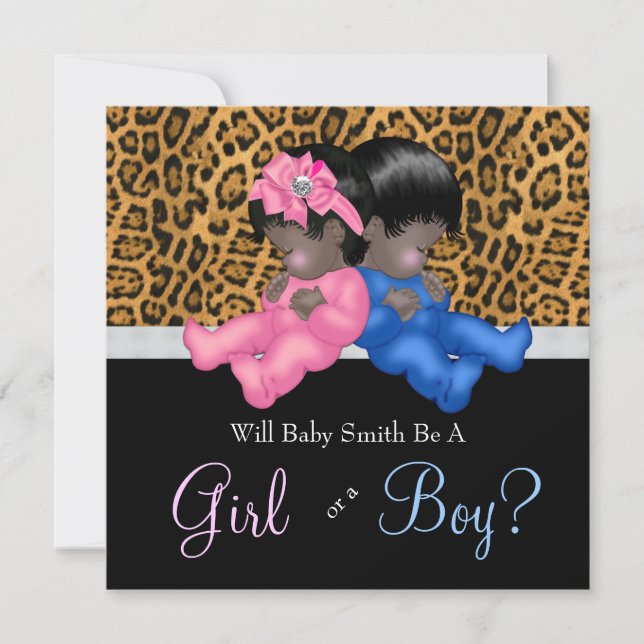 Elegant Cheetah Baby Gender Reveal Shower Inbjudningar (Framsida)