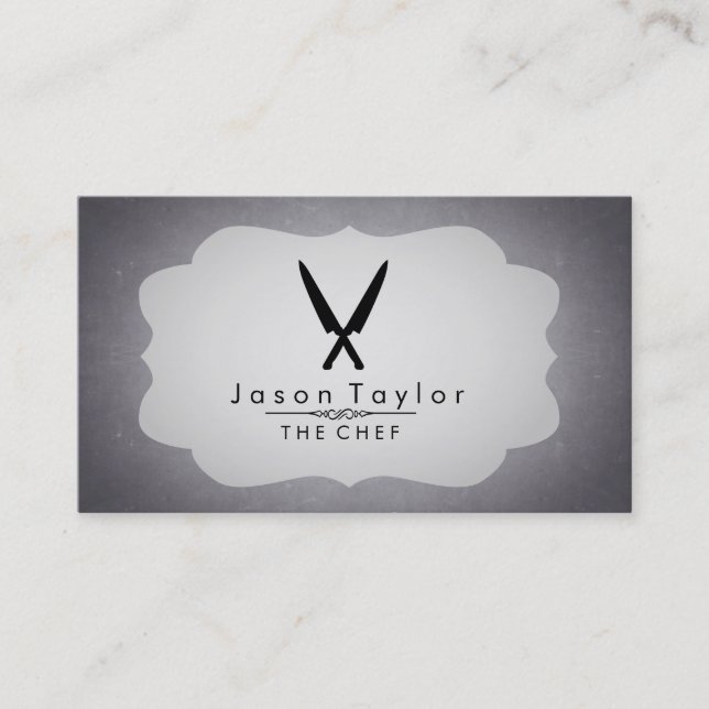 Elegant Chef Catering Retro Knivar Chalkboard Visitkort (Framsida)