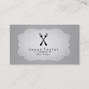 Elegant Chef Catering Retro Kor Fork White Steel Visitkort