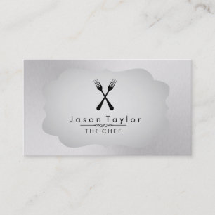 Elegant Chef Catering Retro Kor Fork White Steel Visitkort