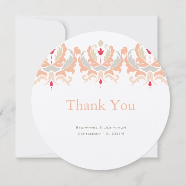 Elegant Cherry and Peach Damask Wedding Tack (Framsida)