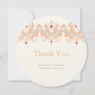 Elegant Cherry and Peach Damask Wedding Tack Kort
