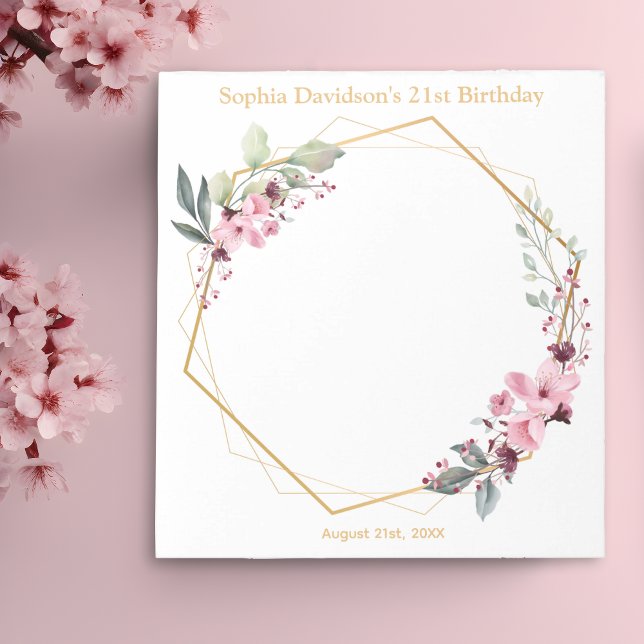 Elegant Cherry Blommar 21:a födelsedagspartiets fö Anteckningsblock (Elegant Cherry Blossom 21st Birthday Notepads - Stylish Reminders and Thoughtful Notes 🌸📝)