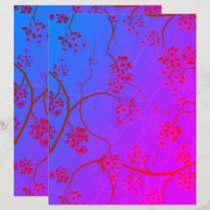 Elegant Cherry Blommar Art Skrotbokning Papper