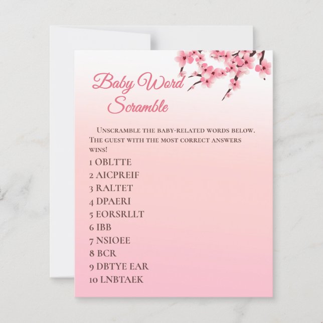 Elegant Cherry Blommar Baby Ord Scramble Game (Framsida)