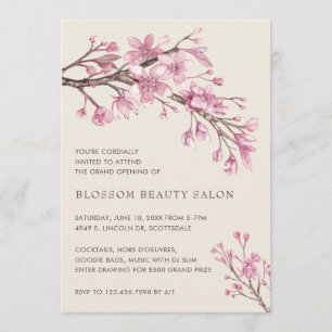 Elegant Cherry Blommar Beauty Salon Grand Open Inbjudningar