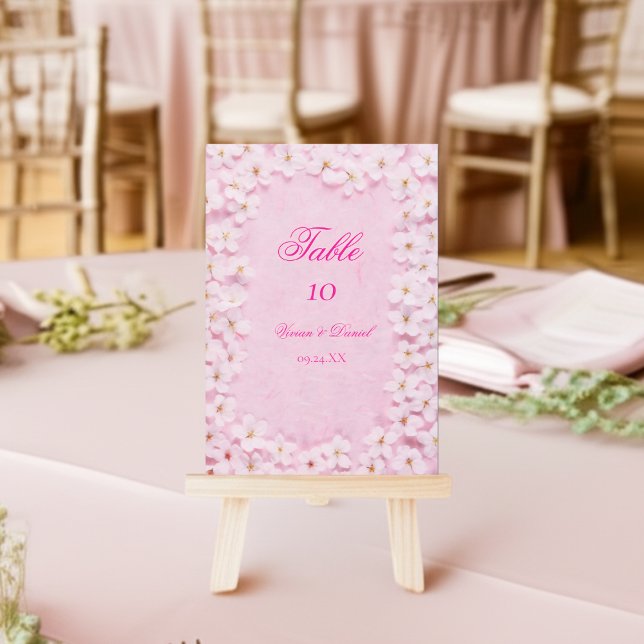 Elegant Cherry Blommar Bröllop Bordsnummer Card (Skapare uppladdad)