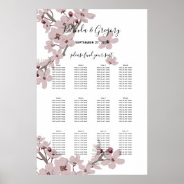 Elegant Cherry Blommar Bröllop Sittdiagram Poster