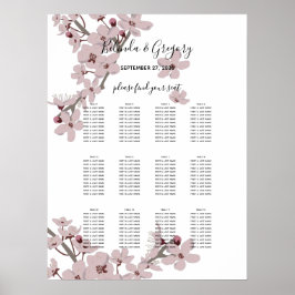 Elegant Cherry Blommar Bröllop Sittdiagram Poster