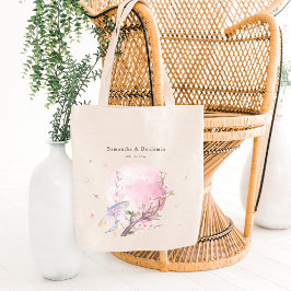 Elegant Cherry Blommar Bröllop Välkommen Tygkasse